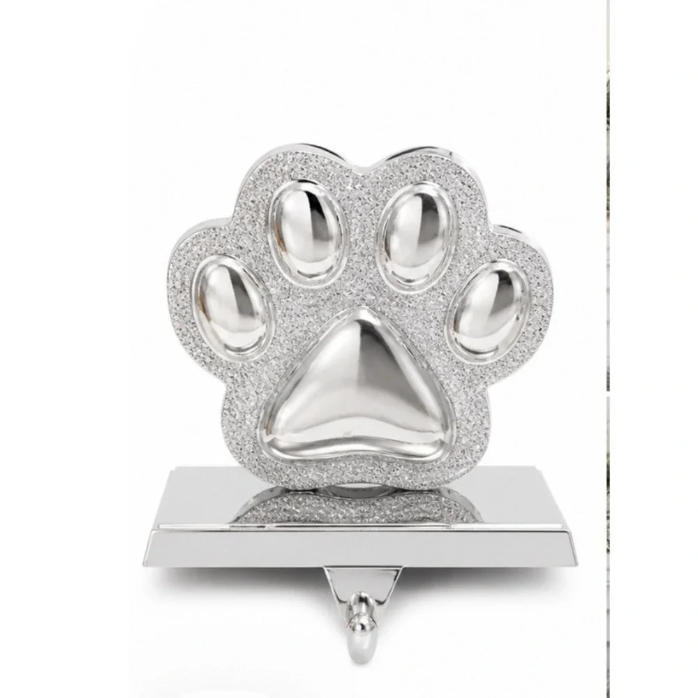 Pet‎ Paw Stocking Holder Silver Xmas Holiday Hanger Dog/Cat